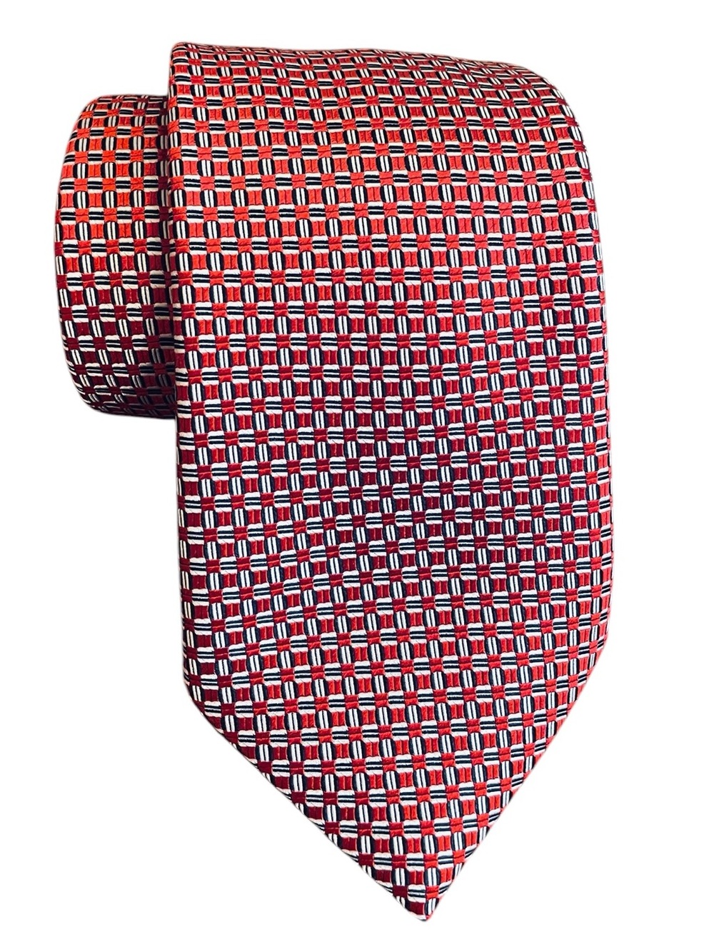 Ermenegildo Zegna Men’s Red Navy Gray Geometric Silk Tie 3.75” Italy
